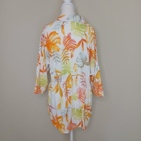 L Space Pacifica Tunic Beach Coverup Leaf Print Drawstring Waist Size XS/S 0-4 - Picture 8 of 9